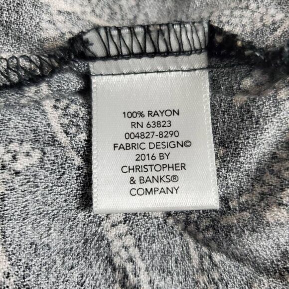 Christopher & Banks Women’s Black Tan Print Button Blouse Long Sleeve XL - Picture 4 of 6